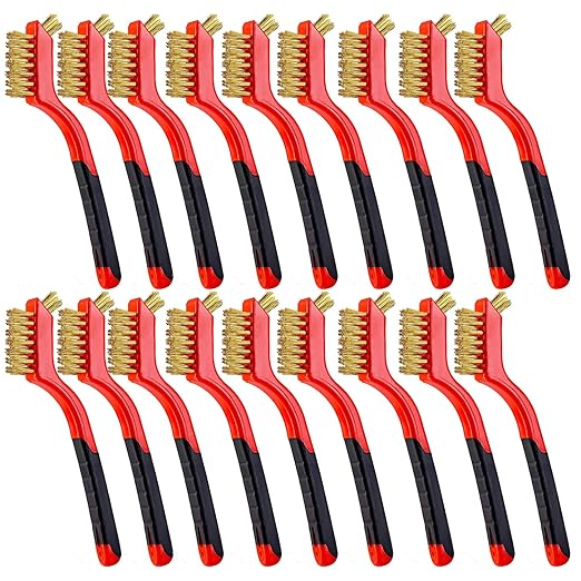Wire Scratch Brush Set Soft Grip for Rust, Dirt & Paint Scrubbing with Deep Cleaning (18, 18PCS - Brass Wire)-Ruum Studio Home