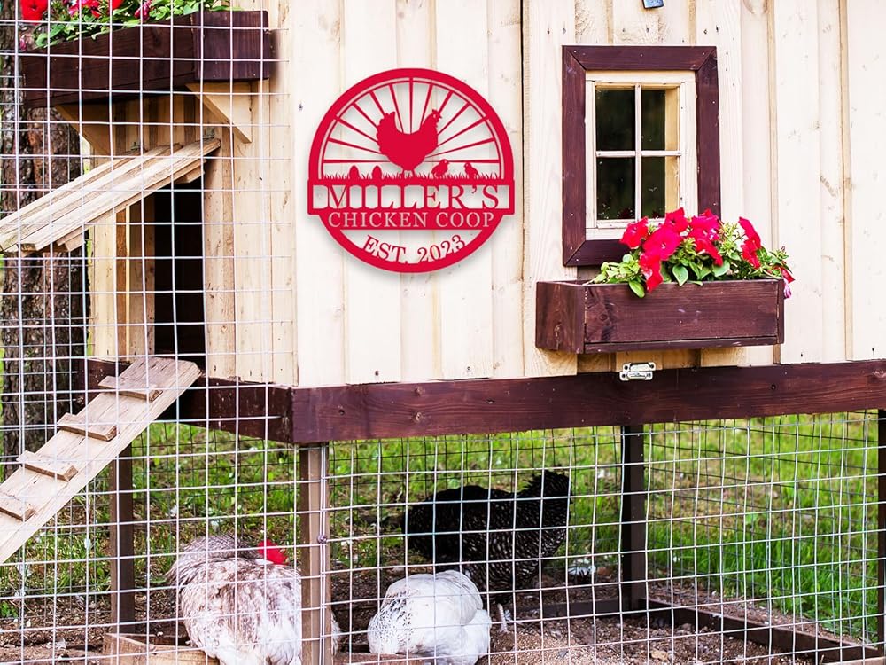 Hen House Coop Sign, Custom Chicken Coop Signs, Custom Chicken Farm Metal Sign, Family Name Metal Sign for Farm House, Our Little Coop Sign Metal Sign-Ruum Studio Home