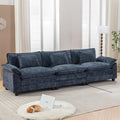URRED Modular Sectional Sofa Comfy Cloud Couch, Modern Chenille Sofa Sleeper Deep Seat Couches with Ottoman/Pillows for Living Room (Blue, 117'')-Ruum Studio Home