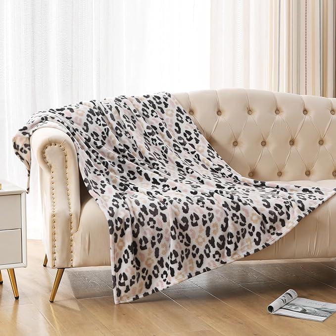 MERRYLIFE Pink Cheetah Throw Blanket Decorative Fleece Throw | Ultra-Plush Colorful | Couch Blanket Travel Lap | Home Gift Use(50" 60",Pink Cheeath)-Ruum Studio Home
