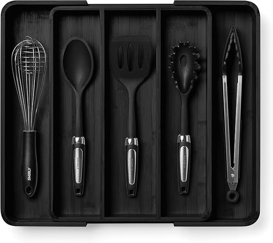 SMIRLY Silverware Drawer Organizer – Bamboo Kitchen Drawer Organizer, Adjustable Utensil Holder and Cutlery Tray, Drawer Dividers for Flatware and Kitchen Utensils-Ruum Studio Home