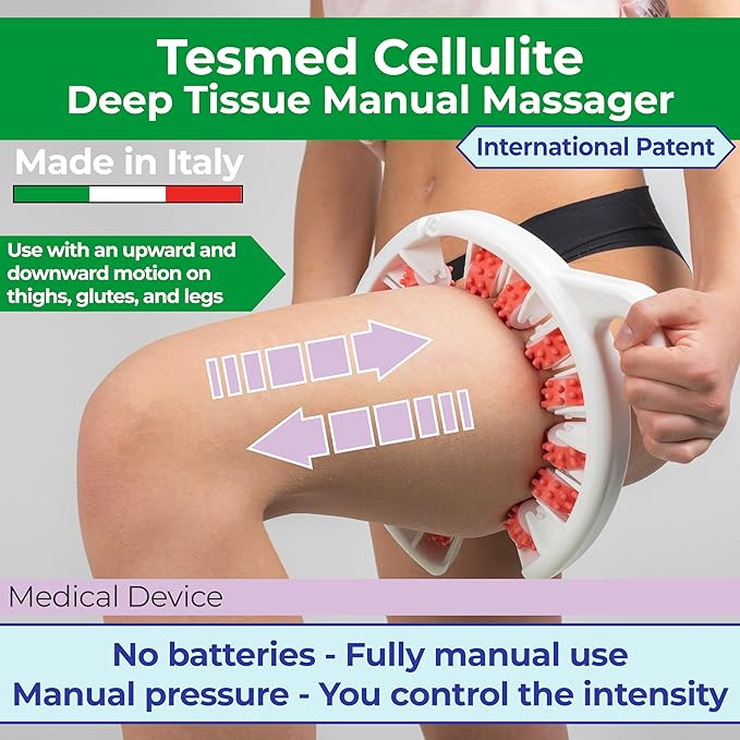 TESMED Cellulite Manual Massager : Made in Italy, Patented with Converging & Diverging Roller Technology. Anti Cellulite Roller for Thighs and Buttock-Ruum Studio Home