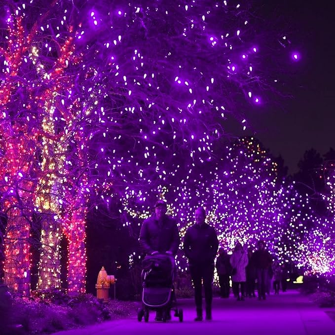 DAZZLE BRIGHT Halloween 300 LED String Lights, 100FT Connectable String Lights with 8 Lighting Modes, Halloween Decorations for Party Carnival Supplies, Indoor Outdoor Yard Garden Decor (Purple)-Ruum Studio Home