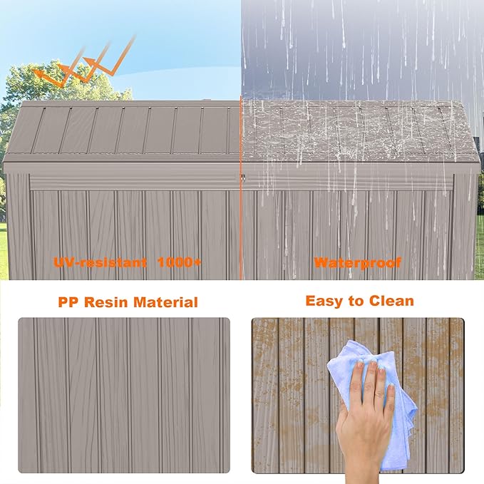 150 Gallon Resin Deck Box, Lockable Patio Outdoor Storage Box for Furniture, Garden Tools and Tools Storage, Waterproof Outside Storage Boxes - Grey-Ruum Studio Home