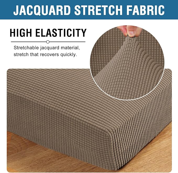 H.VERSAILTEX Super Stretch Individual Seat Cushion Covers Sofa Covers Couch Cushion Covers Slipcover Sets Thick Jacquard Textured Twill Fabric (1 Piece Sofa Cushion Cover, Macchiato)-Ruum Studio Home