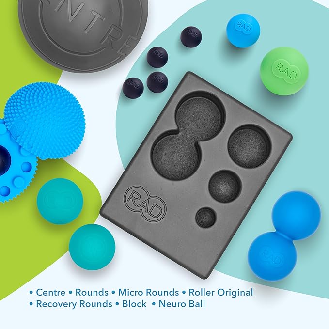 RAD Yoga Bundle for Myofascial Release, Muscle Recovery, & Relaxation – Includes Multi-Use Yoga Block, Neuro Ball Foot Roller, Peanut & Massage Balls in Multiple Sizes & Densities-Ruum Studio Home