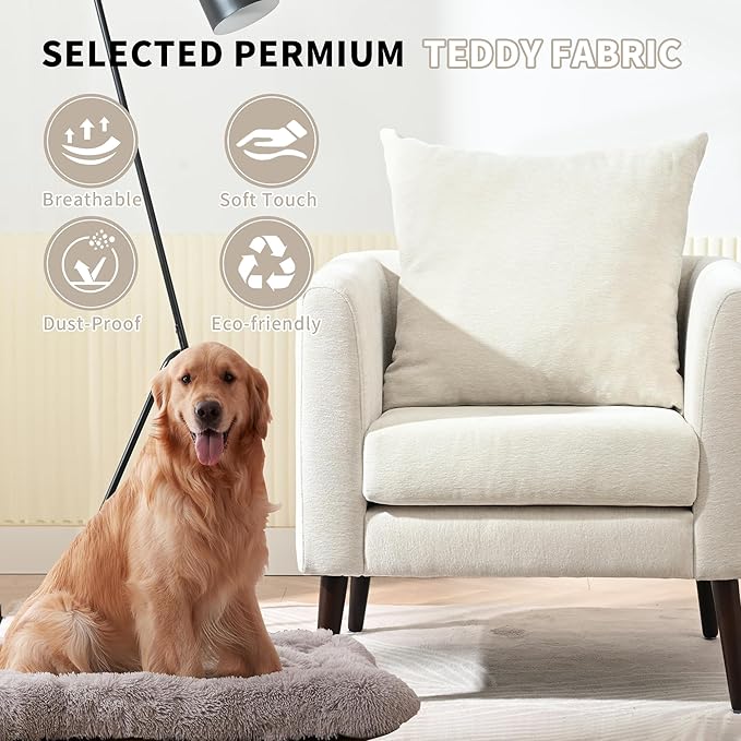 Barrel Accent Chair with Back Pillow, Large Upholstered Armchair with Solid Wood Legs Modern Reading Chairs for Living Room Bedroom-Ruum Studio Home