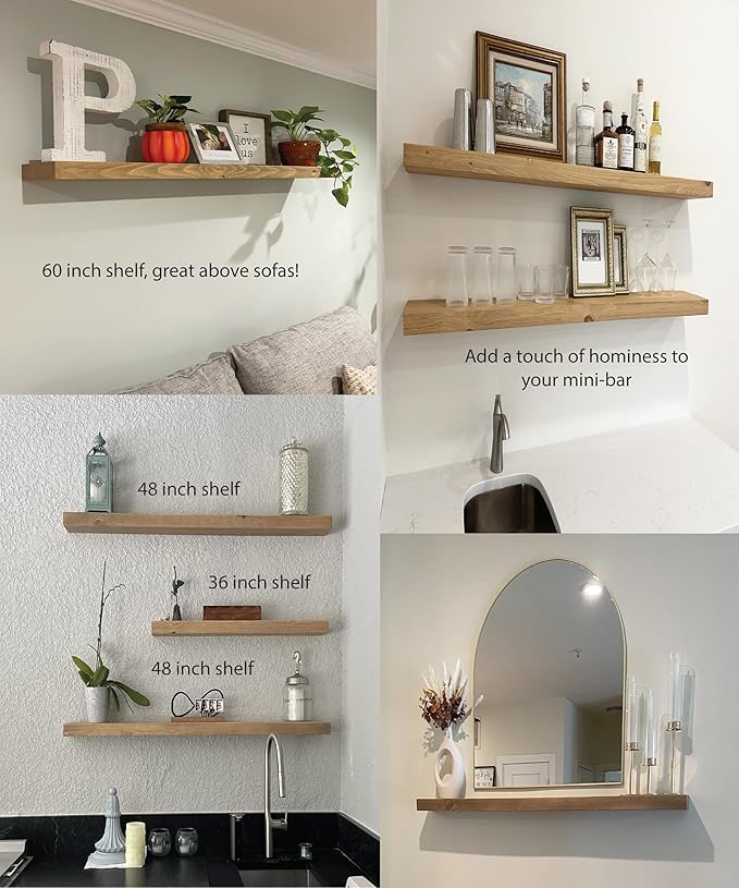 joelsantiques 36 Inch Wooden Floating Shelves for Wall - 36x6x2 in - Made of Natural Wood - Long Heavy Duty Rustic Wall Shelves for Bedroom - Perfect for Living Room, Kitchen - Natural-Ruum Studio Home