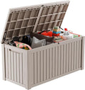 180 Gallon Deck Box Large Outdoor Storage for Patio Furniture,Outdoor Cushions,Garden Tools and Pool Supplies,Waterproof,Resin,Lockable(Grey)-Ruum Studio Home