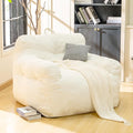 Bean Bag Chair for Adults - Faux Fur, Fluffy and Comfy with Filler, Big Sofa for Reading, Gaming (Beige, Oversize)-Ruum Studio Home
