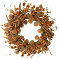 22 Inch Fall Wreath for Front Door Artificial Autumn Wreath with Eucalyptus Leaves Wild Flowers Harvest for Festival Thanksgiving Halloween Farmhouse Wall Home Decor-Ruum Studio Home