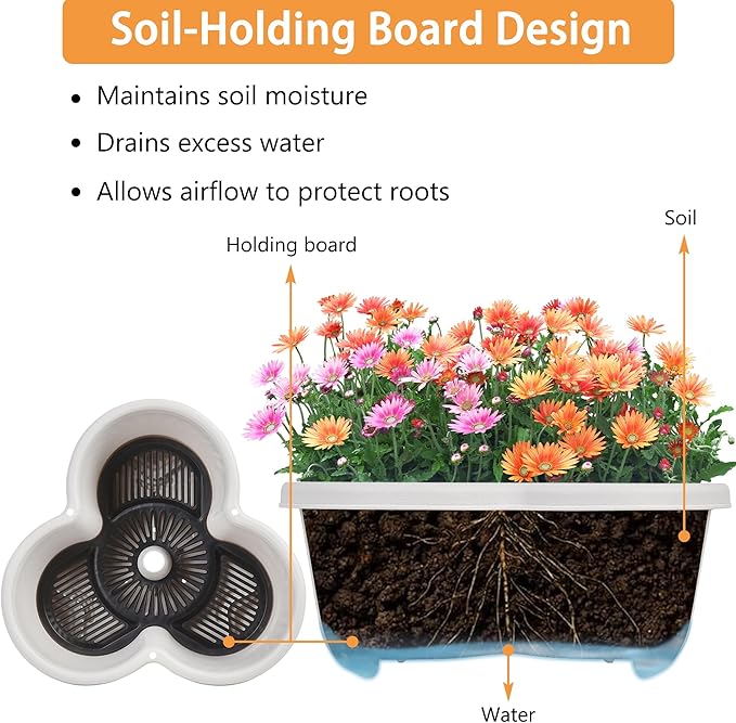 VECELO 5 Tier Vertical Garden Planter, Self Watering Stackable Planters with Wheels for Strawberries, Herbs, Flowers, Vegetables, Gray-Ruum Studio Home