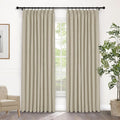 Macochico Pinch Pleated 100% Blackout Curtains Beige Linen Curtains for Bedroom Living Room Farmhouse Thermal Insulated Window Panels Pleated Curtains with Hooks and Tieback 52”Wx72”L 1 Panel-Ruum Studio Home