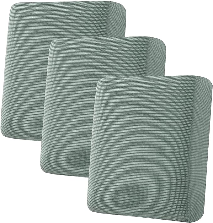 H.VERSAILTEX Super Stretch Individual Seat Cushion Covers Sofa Covers Couch Cushion Covers Slipcover Sets Thick Jacquard Textured Twill Fabric (3 Piece Sofa Cushion Covers, Sage)-Ruum Studio Home