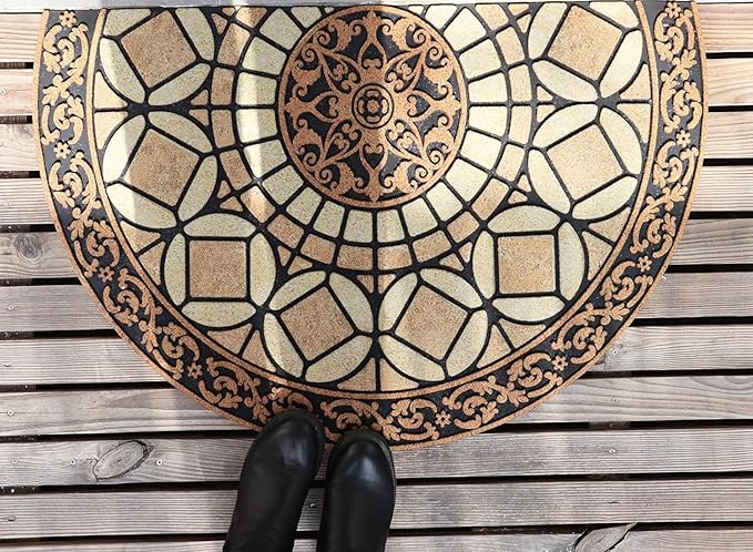 CHICHIC Entrance Door Mat Large 18 x 30 Inch Entry Way Doormat Front Door Rugs Outdoors Heavy Duty Welcome Mat Non Slip Rubber Back Low Profile for Garage, Patio, High Traffic Area, Semicircle-Ruum Studio Home