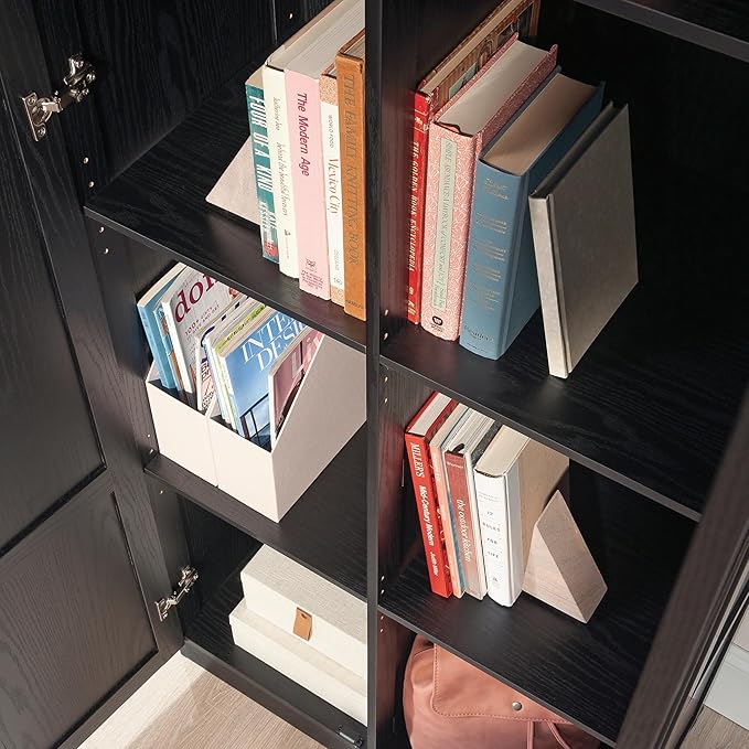 Sauder Tall Storage Cabinet, Black, 4 Adjustable Shelves, Multi-Room Use-Ruum Studio Home