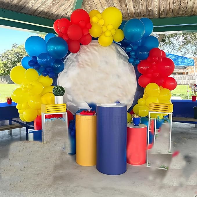 Red Yellow Blue Balloons Light Baby Royal Metallic Blue Red Yellow Primary Balloons with Colorful Confetti Latex Balloon for Carnival Circus Baby Shower Birthday Party Decor-Ruum Studio Home