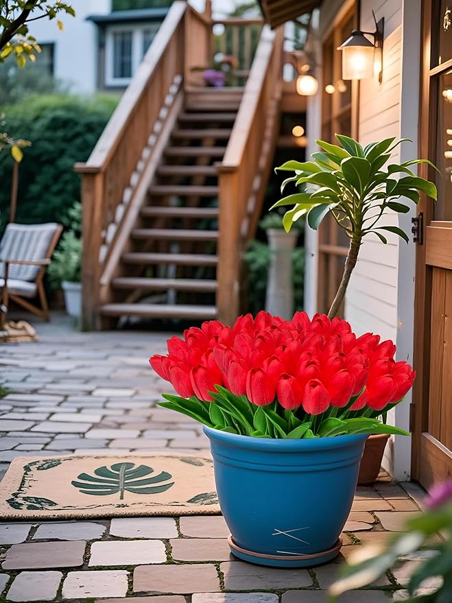 Artificial Tulips Flowers 15Pcs Faux PU Tulip Real Touch Tulip Fake Flowers Bouquets Arrangements for Mother's Day Easter Spring Flowers Gifts Home Table Décor-Ruum Studio Home