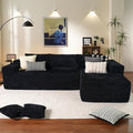 ovios 104" Cloud Sectional Couch with L-Shape Chaise,Modern Modular Sofa with Deep Seat, Upholstered Couches for Living Room Bedroom,No Assembly Required, Black (Plush Corduroy Fabric)-Ruum Studio Home