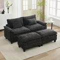 URRED Modular Sectional Sofa Comfy Cloud Couch, Modern Chenille Sofa Sleeper Deep Seat Couches with Ottoman/Pillows for Living Room (Black, 82.6''- 2 Ottomans)-Ruum Studio Home