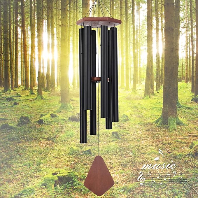 Wind Chimes for Outside Large Deep Tone, 44 Inch Black Memorial Windchimes, Outdoor Wind Chimes Gifts for Housewarming, Mother's Day, Christmas, Patio Garden Yard Decoration-Ruum Studio Home