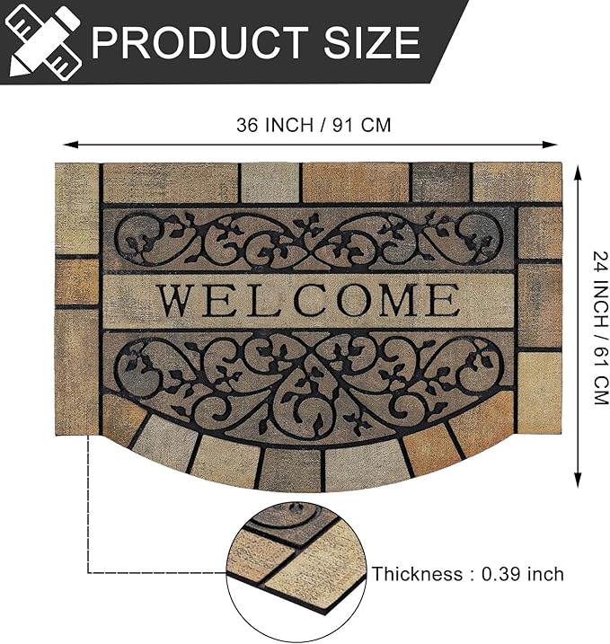 CHICHIC Entrance Door Mat Large 24 x 36 Inch Entry Way Doormat Front Door Rugs Outdoors Heavy Duty Welcome Mat, Non Slip Rubber Back Low Profile for Garage, Patio, High Traffic Area, Vine-Ruum Studio Home
