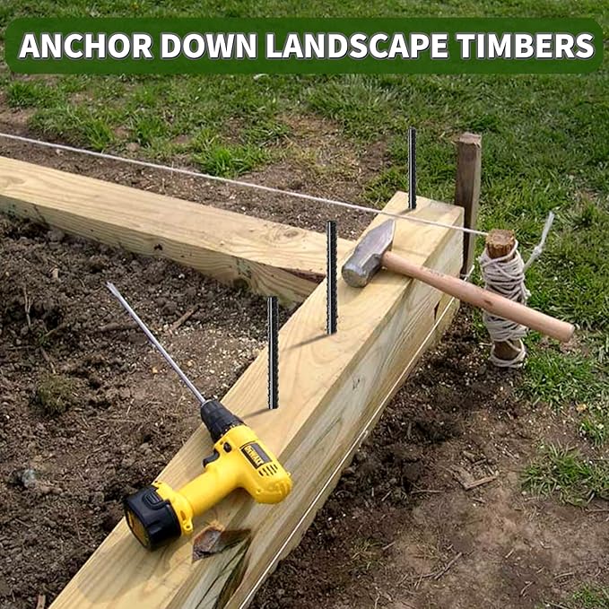 16 inches Ground Rebar Stakes (16 pcs) Heavy Duty Metal Spikes for Concrete Timber Garden Plant, Long Straight Steel Stakes for Tent, 3/8" Thickness Ground Anchors with Chisel Point End, Black-Ruum Studio Home