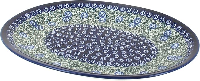 Blue Rose Polish Pottery Seaside Swirl Large Serving Platter-Ruum Studio Home