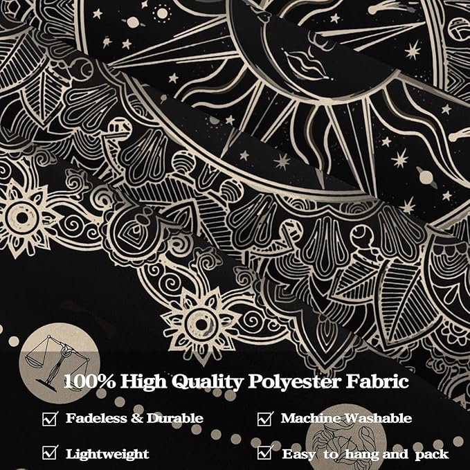 Lunerfex Sun and Moon Mandala Tapestry Boho Tapestry for Bedroom Black and White Tapestries Wall Hanging Living Room Wall Art and Home Decor 60x80-Ruum Studio Home
