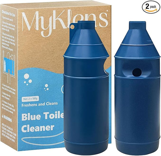 Toilet Bowl Cleaner Bottle, Automatic Toilet Bowl Cleaner Tablets in Bottle, Easy to Use, Long-Lasting Effect Toilet Cleaners Drop in Tank, Blue, 2 Bottles-Ruum Studio Home