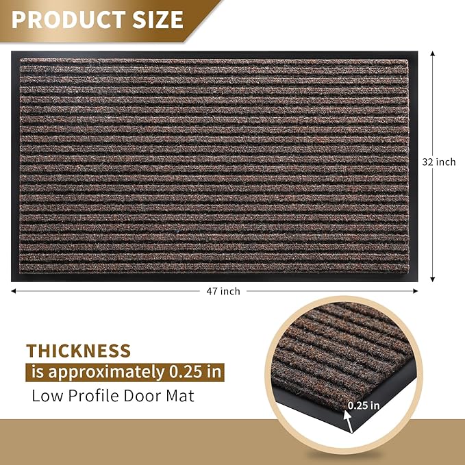 Yimobra Front Door Mat Outdoor Indoor Entrance, 100% Waterproof All-Season All Weather Doormat, Welcome Matt Outside Entry, Non Slip, Low Profile, Heavy Duty Patio Porch Floor Mats,47 x 32-Ruum Studio Home