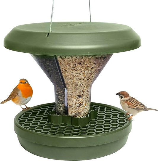 SWISSINNO No Mess Bird Feeder Davos Smart Birds - No Spill Bird Feeder for Outdoor - Mice & Rat Proof - Robust & Reliable for Hanging - Dual Food Chambers - Made in EU - Green-Ruum Studio Home