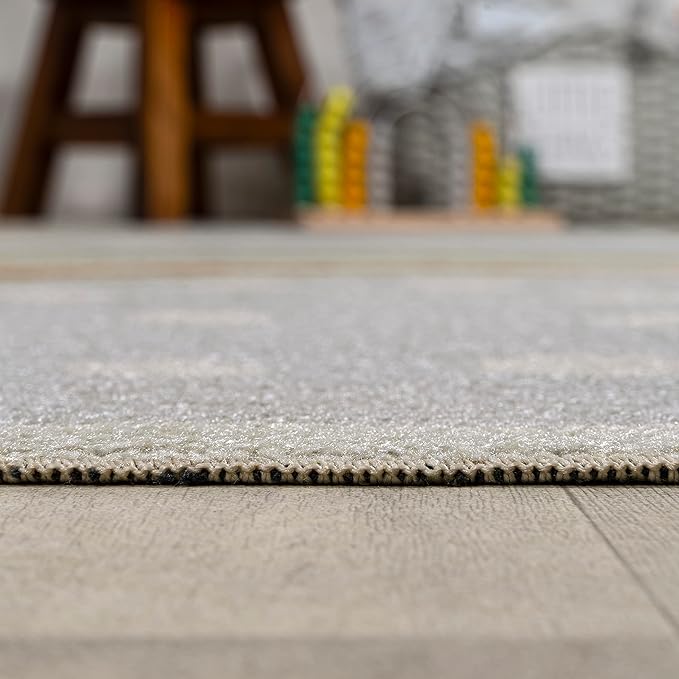 JONATHAN Y Machine-Washable Gray/Ivory/Yellow Indoor Area Rug, 5x8, Minha Rainbow Dots, Kids & Novelty, Casual, Classic, Bedroom, Kitchen, Living Room, Easy-Cleaning, Non-Shedding (KDW102A-5)-Ruum Studio Home