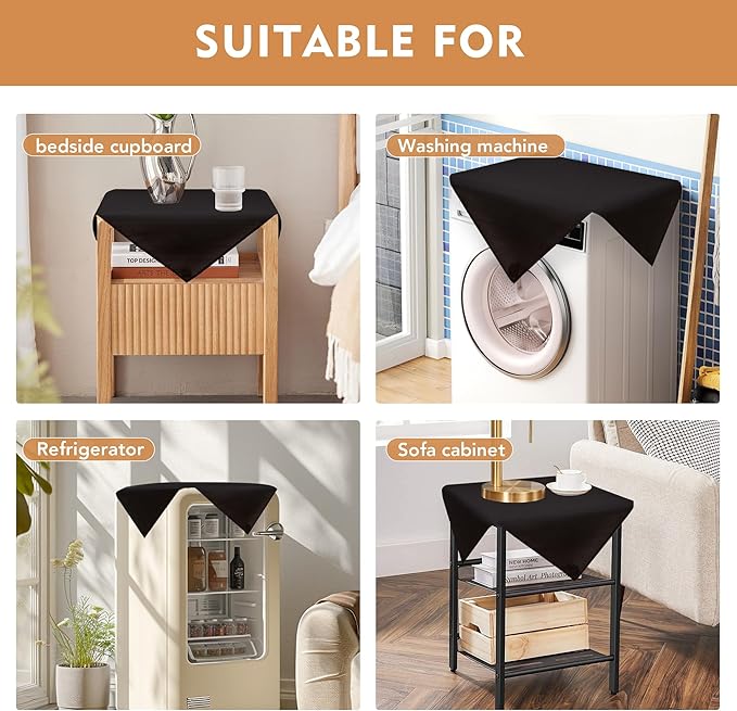 sancua 2 Pack Small Square Tablecloth 24 x 24 Inch Black, Stain and Wrinkle Resistant Washable Polyester Table Cloth Decorative Solid Fabric Table Cover for Nightstand End Bedside Tables-Ruum Studio Home