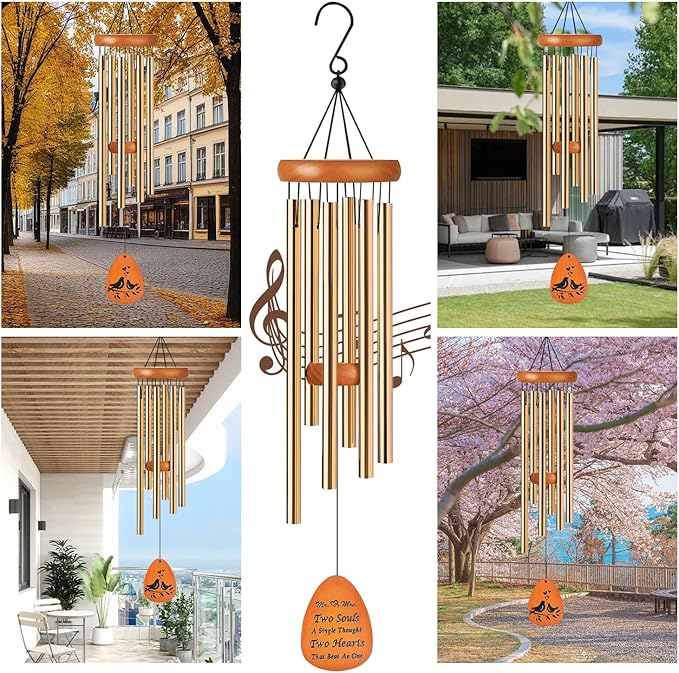 Wedding Gift for Couples,Mr and mrs Gift,Bride to be Gifts for Bridal Wedding Wind Chime for Outdoor, Garden Decoration,Bridal Shower Gifts-Ruum Studio Home