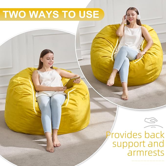 Hobestluk 3FT Bean Bag Chair Giant Bean Bag Chairs for Adults Large Bean Chairs with Removable Cover, Beanbag Chair with Filler, Adult Bean Bag Chairs for Living Room, Bedroom-Ruum Studio Home