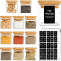 ComSaf 12Pcs Glass Spice Jars with Bamboo Lid, 4oz Airtight Square Spice Containers with 275 Black Lables, Empty Seasoning Jars for Spice Salt Sugar-Ruum Studio Home