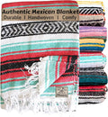 Del Mex Classic Mexican Blanket, Large Authentic Woven Falsa Throw (70"x50"), Artisan Southwest Décor for Beach, Yoga, Outdoors (Pink/Mint)-Ruum Studio Home