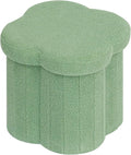 B FSOBEIIALEO Storage Ottoman Cube, Flowers Shaped Ottomans with Storage Foot Stool Footrest, Boucle Ottoman Seat for Dorm Room, Faux Teddy Fur, Green 15"x15"x15"-Ruum Studio Home