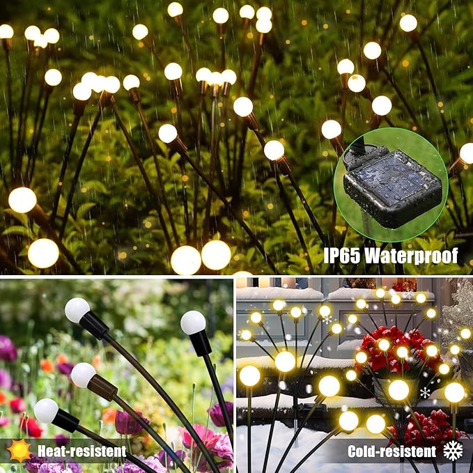 Solar Garden Lights Outdoor, 4 Pack 32LED Swaying Light Waterproof Solar Lights Outdoor for Yard Pathway Patio, Swaying Lawn Decor as Gardening Gifts for Women Holiday-Ruum Studio Home