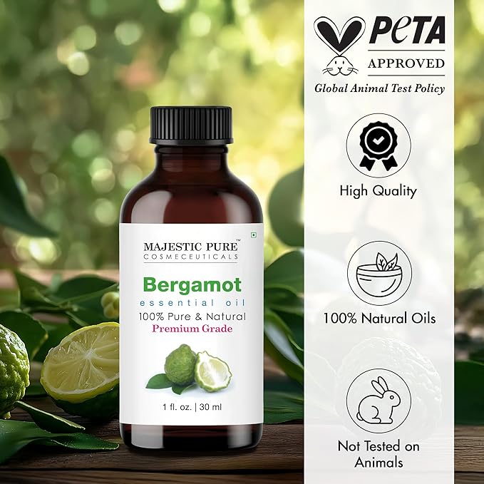Majestic Pure Bergamot Essential Oil with Glass Dropper - 1 Fl Oz - 100% Pure and Natural Bergamot Oil - Premium Grade Essential Oils for Diffuser, Aromatherapy, Soap and Candle Making-Ruum Studio Home