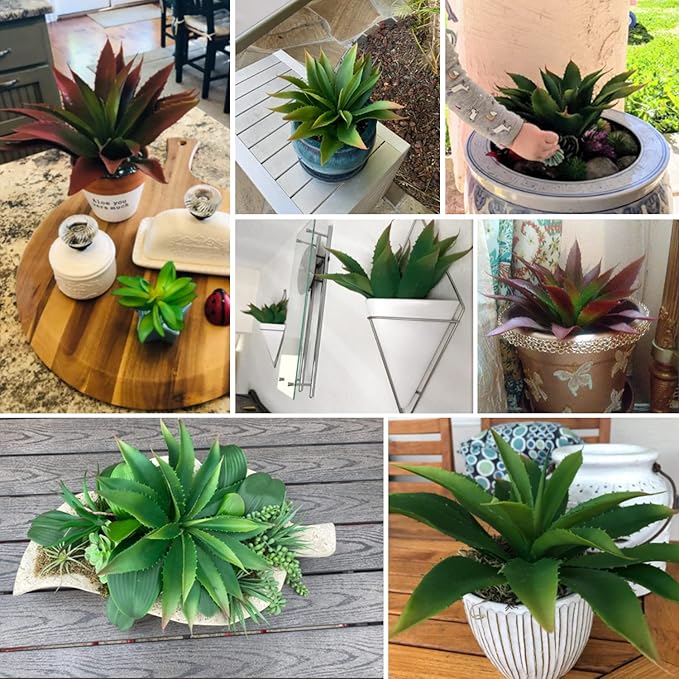 JUSTOYOU Large 12.5" Artificial Succulents Aloe Plants Real Touch Fake Flowers Unpotted for Home Wedding Festival Arrangement (1, Green)-Ruum Studio Home