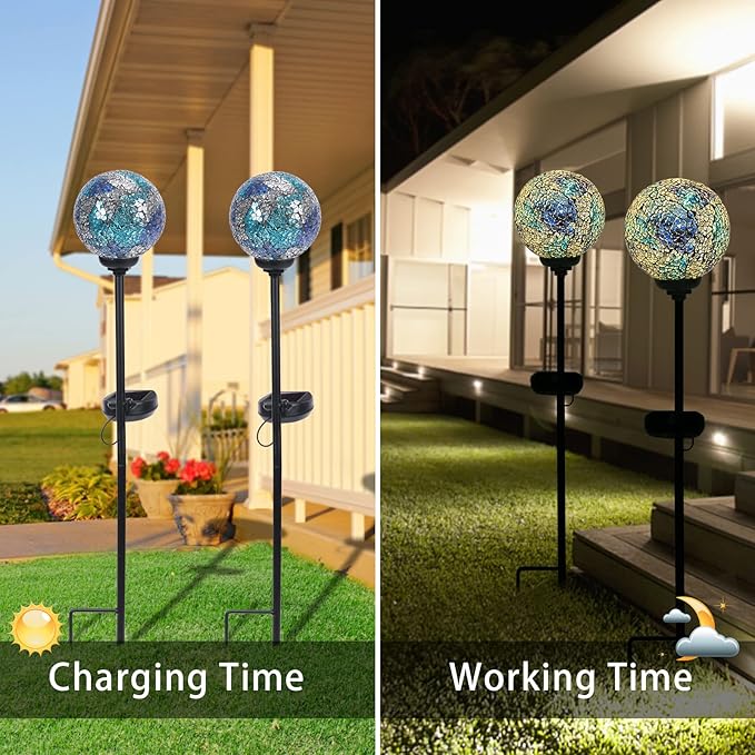 VCUTEKA Mosaic Solar Light, Solar Garden Decorative Lights Outdoor Waterproof LED Pathway Stake Light for Landscape Patio Yard Deck Walkway Decoration, 2 Pack-Ruum Studio Home