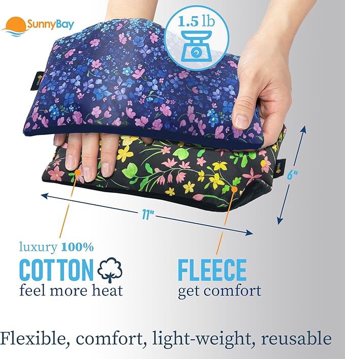 SunnyBay Small Microwave Heating Pad, Microwavable Versatile Cold/Heated Neck and Shoulder Wrap for Back Pain and More, Moist Heat Cotton-Fleece Pad, 6x11 Inches, Lilac and Green Flowers, Pack of 2-Ruum Studio Home