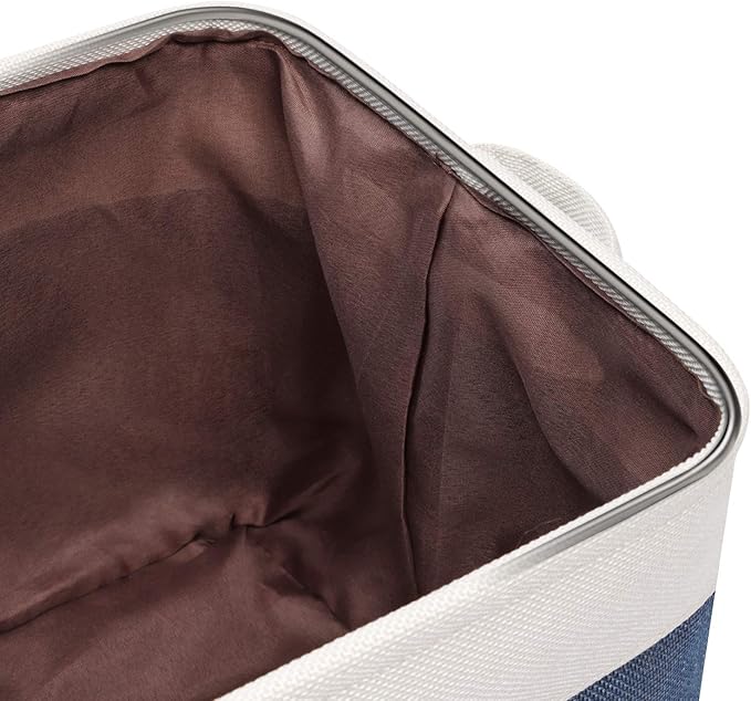 Kntiwiwo Foldable Storage Bins 15" x 10" x 9.5" Fabric Storage Basket Cube with Handles Large Linen Closet Organizer Bins for Organizing Shelf Home, Set of 3, Blue-Ruum Studio Home