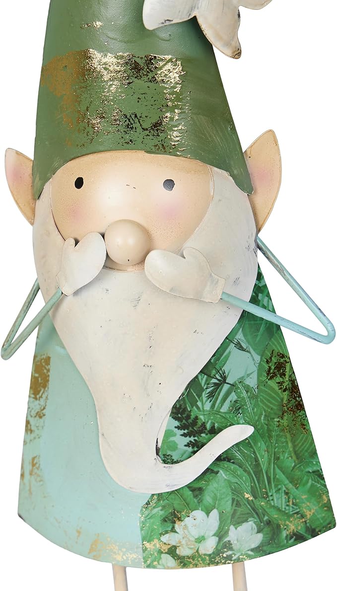 Alpine Corporation - 18" Tall Outdoor Garden Gnome Yard Decoration - Metal Statue with Speak No Evil Expression - Durable, Weatherproof Lawn Sculpture for Patio, Deck, Yard-Ruum Studio Home