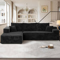 104" Cloudy Sectional L Shaped Couch for Living Room, No Assembly Required, Modular Comfy Sofa with Deep Seat, Fluffy Couch with Sleeper Chaise for Apartment Lounge (Black)-Ruum Studio Home