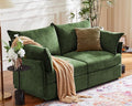 Oversized Loveseat Sofa, Modern Modular Sectional Couch Green Fluffy Chenille Mid Century 2-Seat 24.5" Deep Seat for Apartment, Living Room, Bedroom-Ruum Studio Home