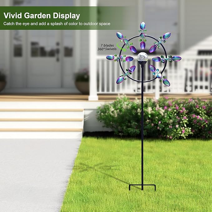 Large Solar Wind Spinner Outdoor, Metal Wind Sculpture Kinetic for Patio Garden Yard Decor, Gift for Family or Friends-Ruum Studio Home