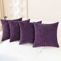 CaliTime Throw Pillow Covers Decorative 18 X 18 Inches Pack of 4 Cozy Chenille Cushion Cases for Couch Sofa Bed Living Room Home Plum Purple-Ruum Studio Home